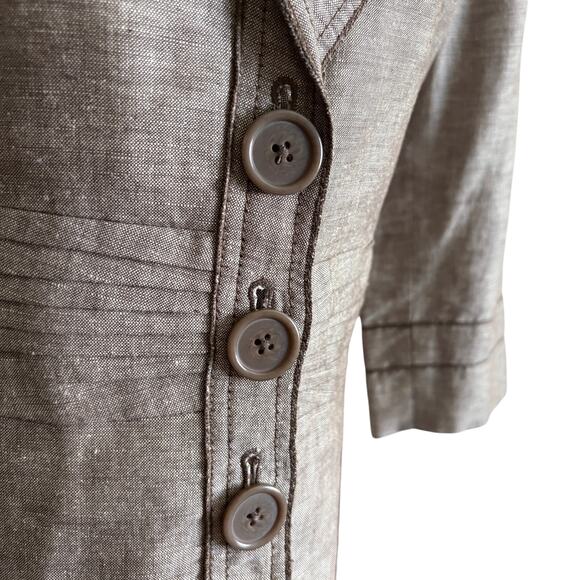 Brown Blazer Linen Blend Jacket 12 Dark Academia Preppy Fitted Coldwater Creek - Picture 6 of 12